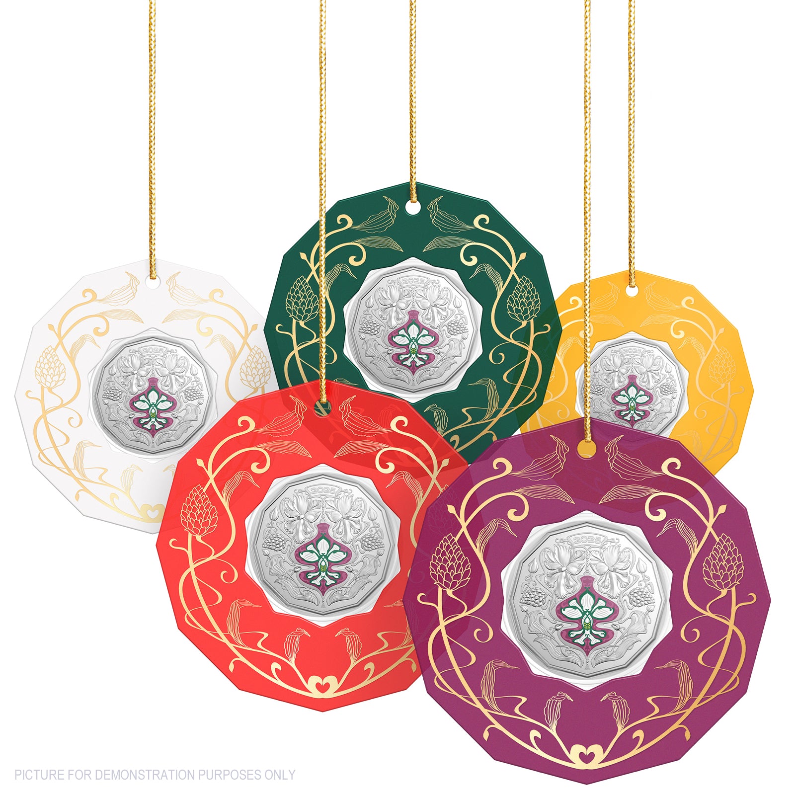 2025 RAM 50c Coloured Uncirculated Coin 5 Coin Set - Christmas Festive Florals